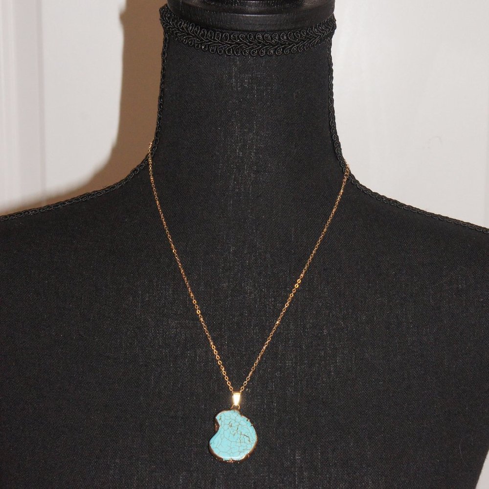 REDUCED! Turquoise Pendant Necklace with approximately a 20" gold chain